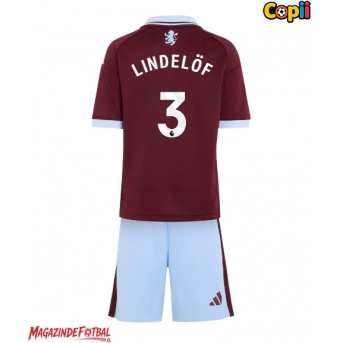 Aston Villa Victor Lindelof #3 Echipament de Fotbal Replică 2026-27 Copii Acasa (+ Șorturi)